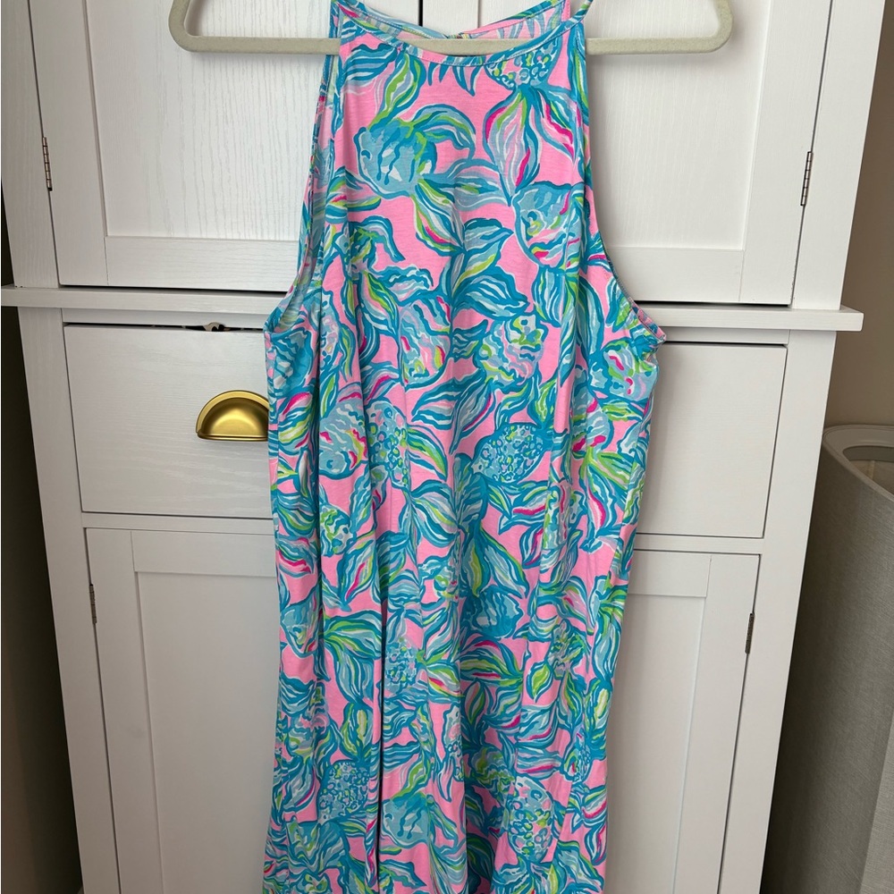 Lilly Pulitzer Margot Swing Dress Pelican Pink Off the Scales, Large